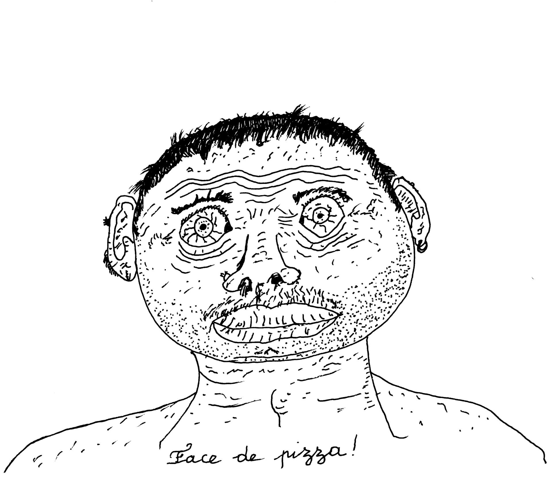 Lucien suel face de pizza